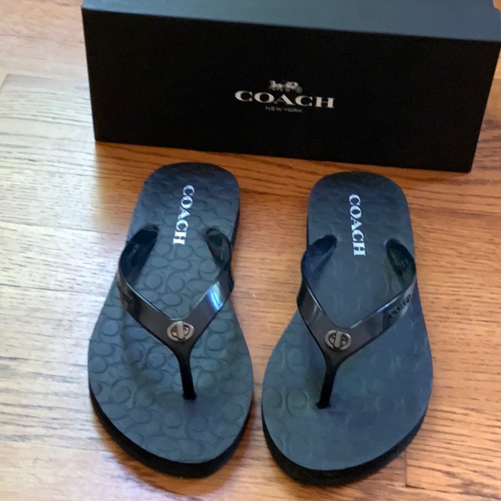 Coach Abbigail Black Flip Flops